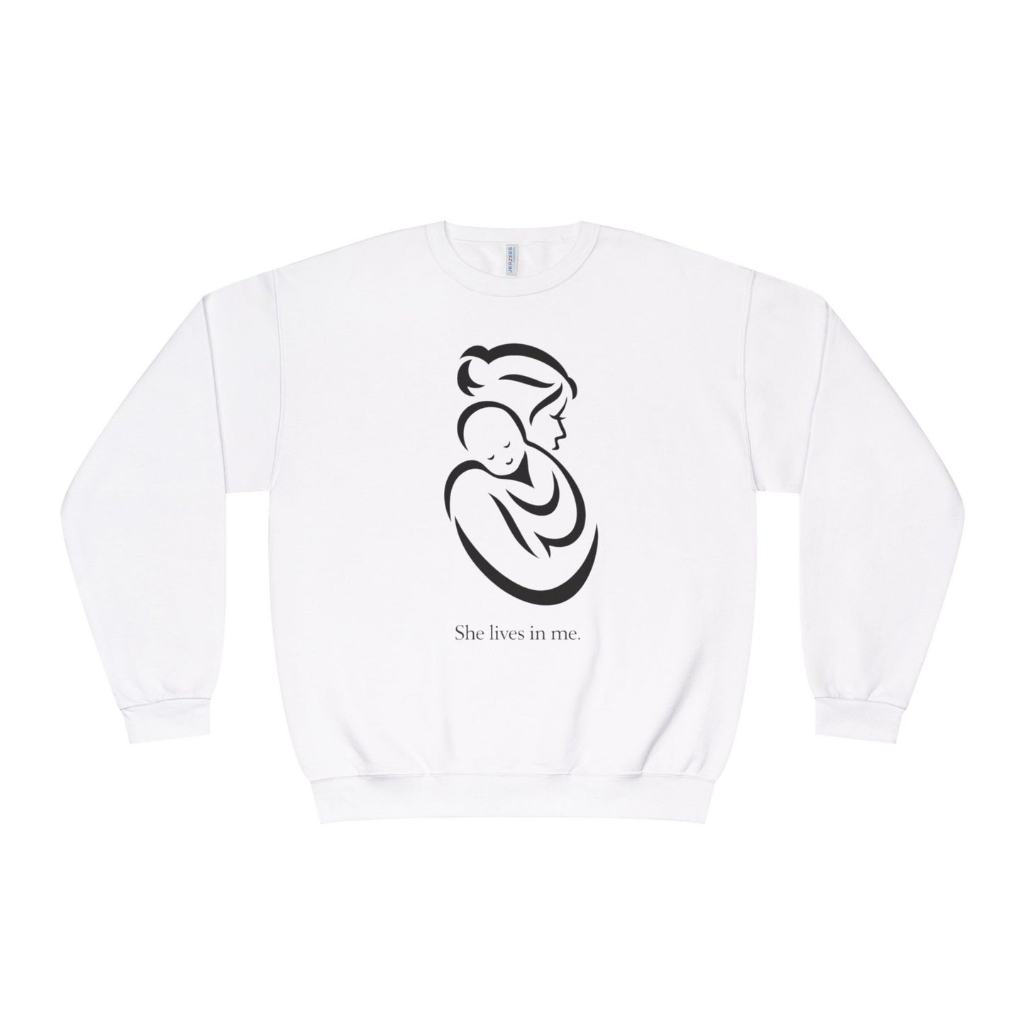 Mom Loved Crewneck Sweatshirt — 'She Lives in Me' Mother & Baby Silhouette