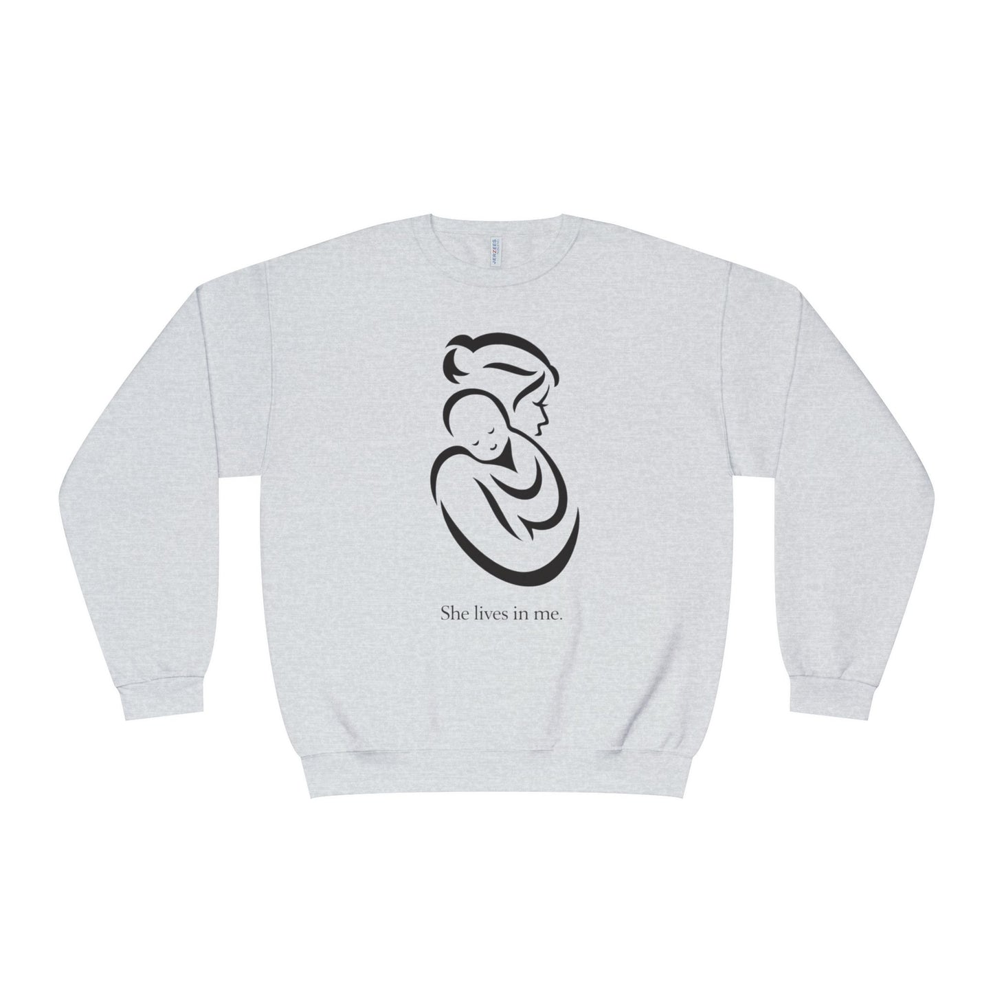 Mom Loved Crewneck Sweatshirt — 'She Lives in Me' Mother & Baby Silhouette