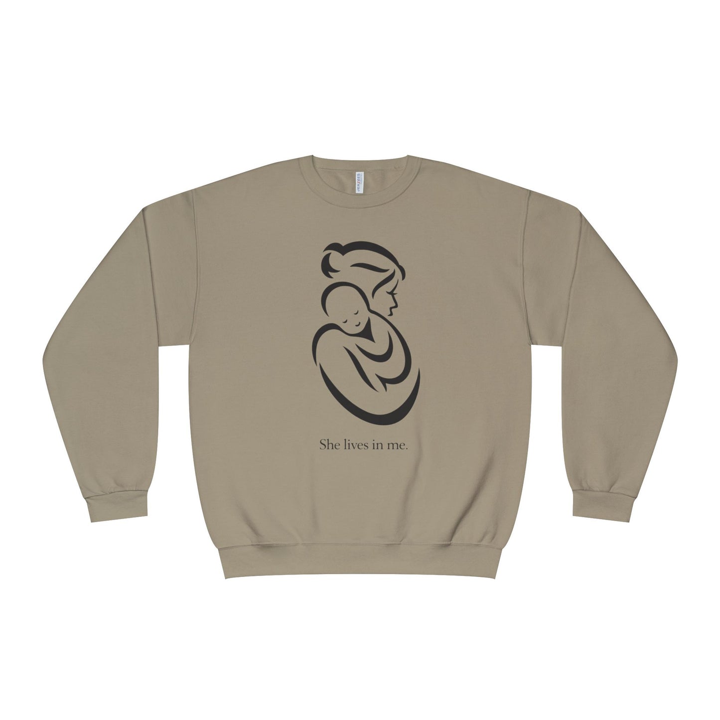 Mom Loved Crewneck Sweatshirt — 'She Lives in Me' Mother & Baby Silhouette
