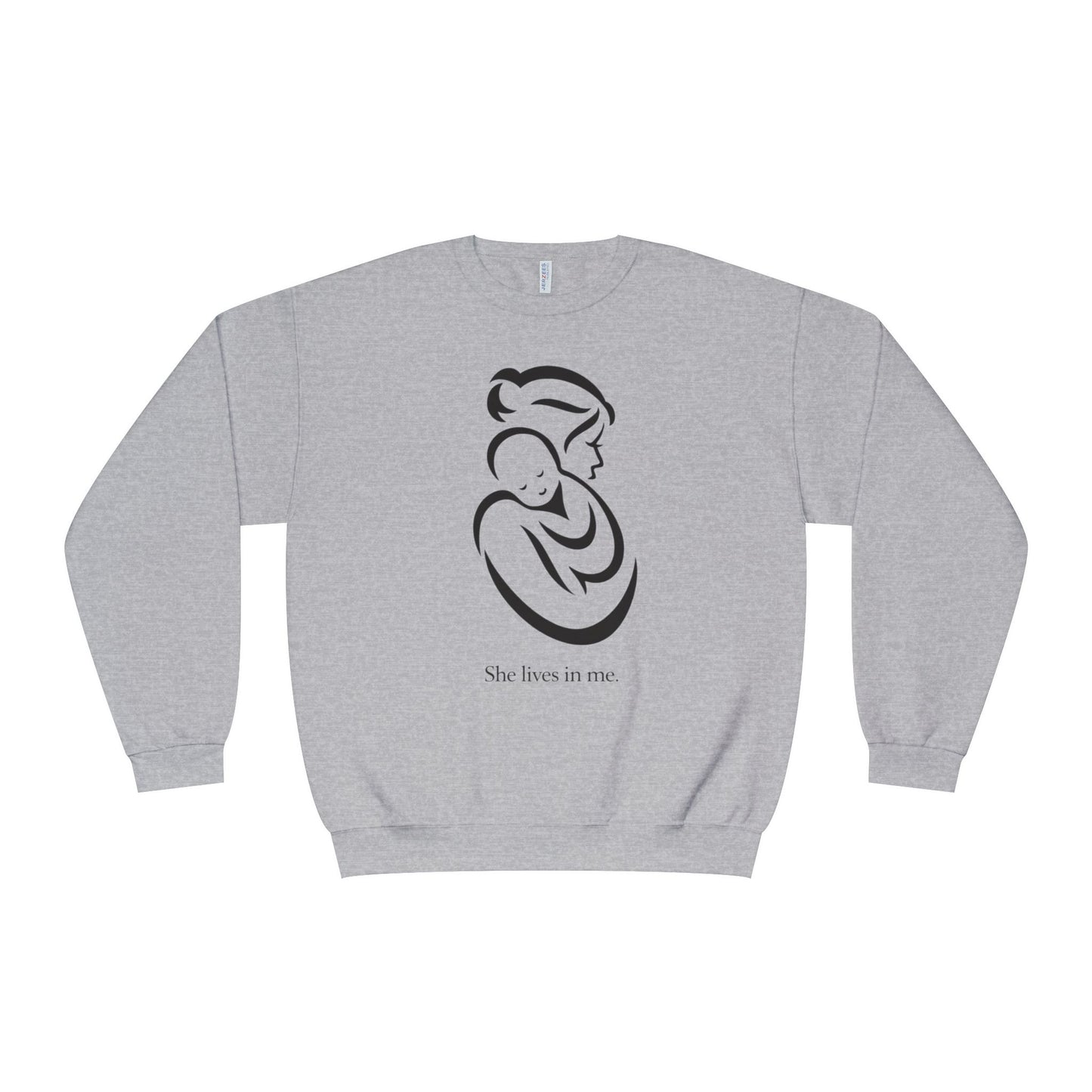 Mom Loved Crewneck Sweatshirt — 'She Lives in Me' Mother & Baby Silhouette