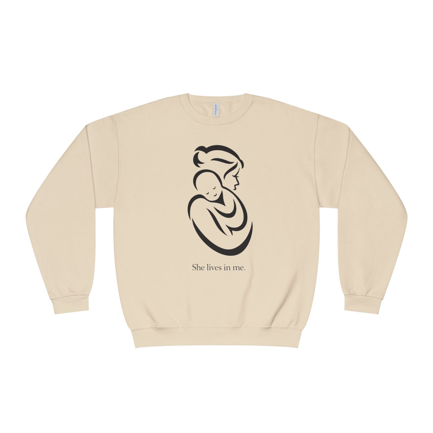 Mom Loved Crewneck Sweatshirt — 'She Lives in Me' Mother & Baby Silhouette
